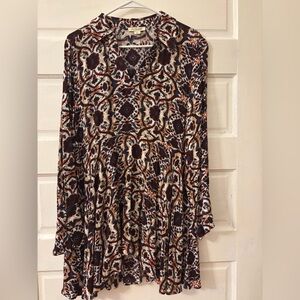 Patterned Long Sleeve Tunic Top